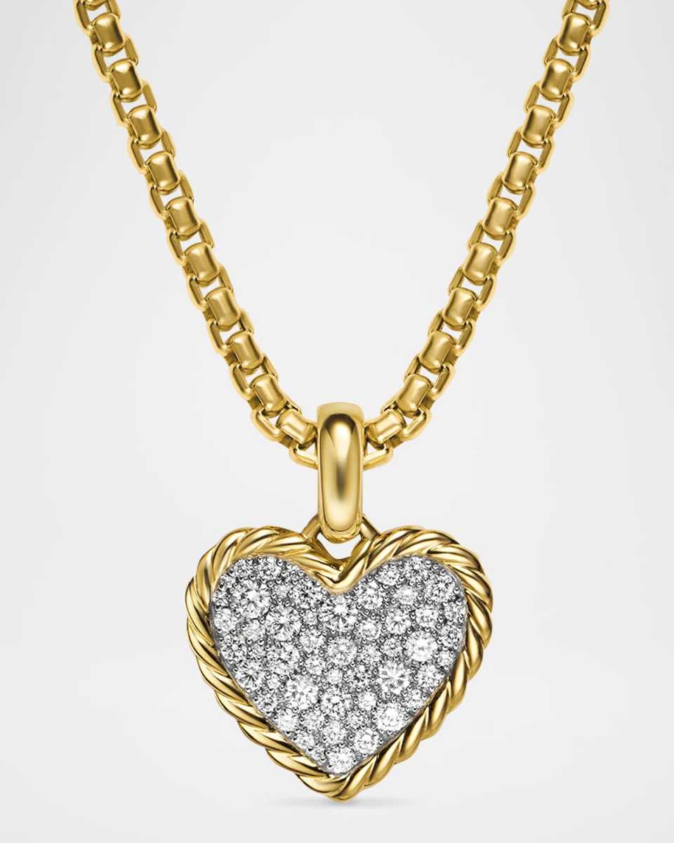 Pave Plate Heart Enhancer with Diamonds in 18K Gold, 17mm
